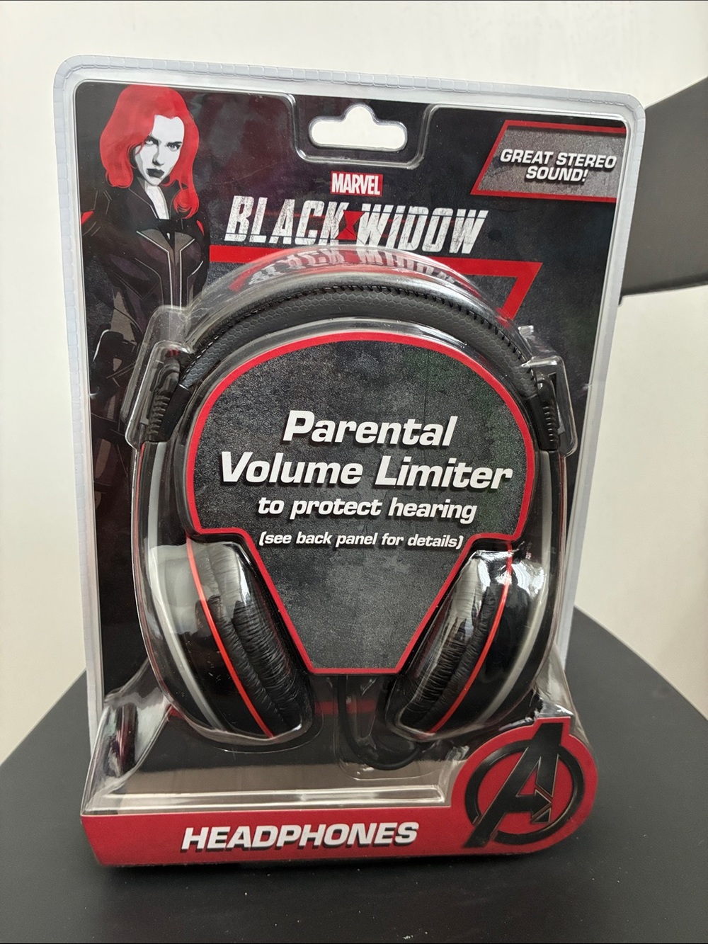 Marvel Black Widow Kids Over-Ear Headphones – Black & Red